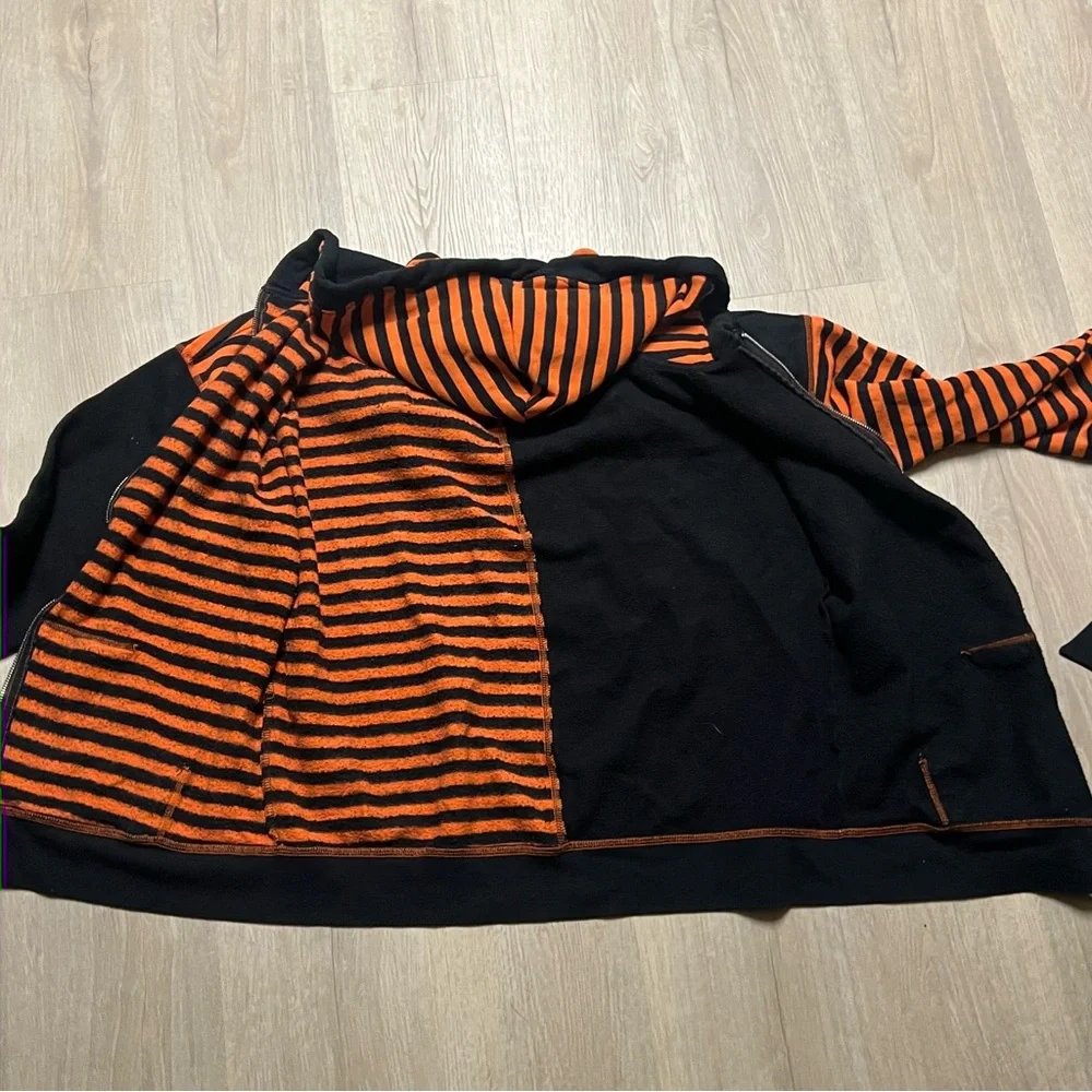 Skelanimals Diego Color Blocked Orange and Black Striped Hoodie - Picture 4 of 9